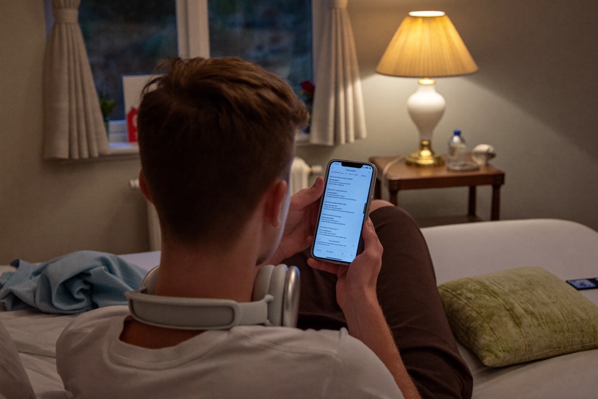 Jugendlicher lernt entspannt Theoriefragen am Handy